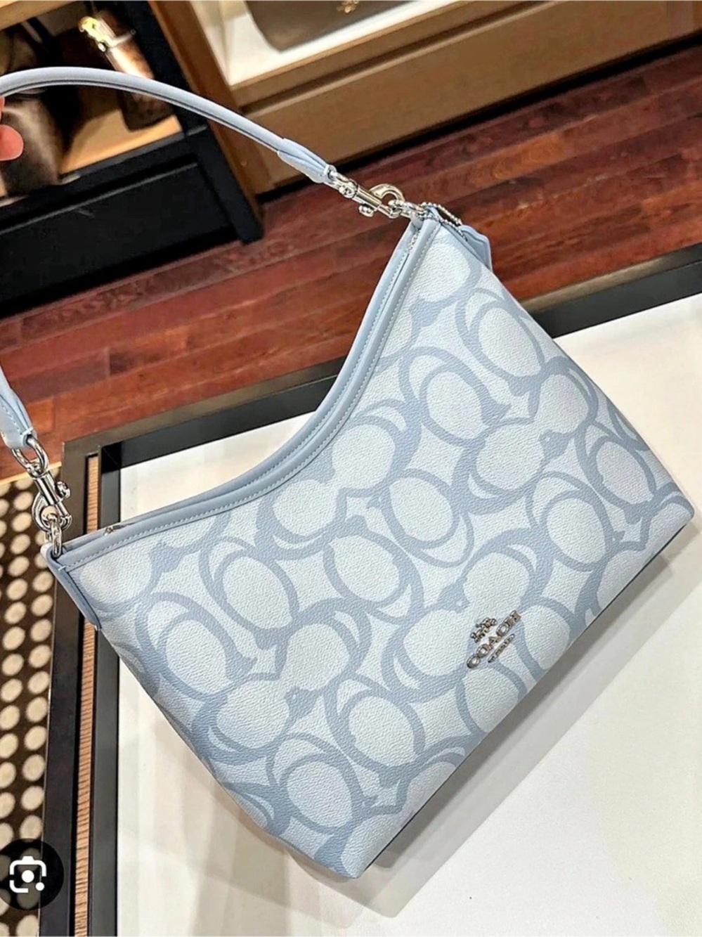 Coach laurel Shoulder Bag in Signature Canvas Blue & White